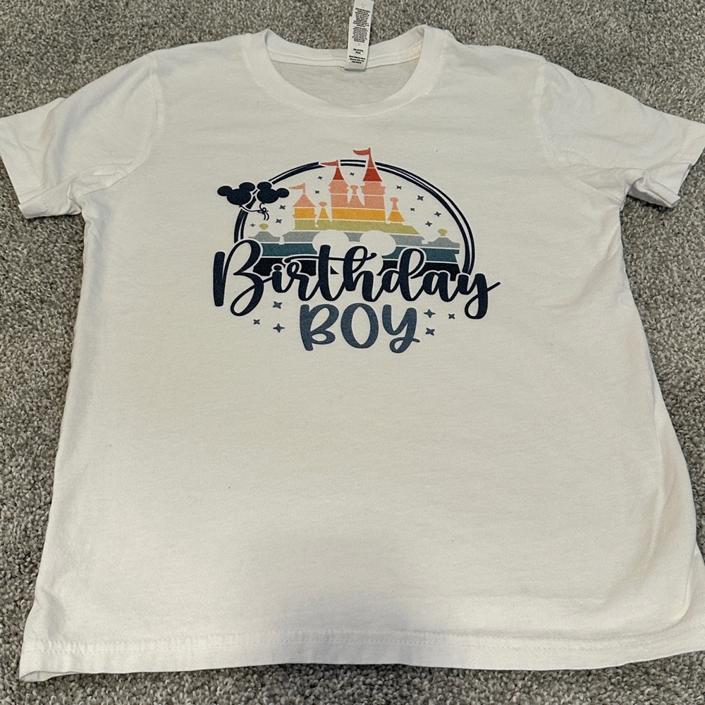 Bella + Canvas Kids Disney Birthday Boy white t-shirt